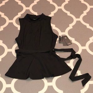 Guess XS Short Sleeve Tianna Slit Front Peplum